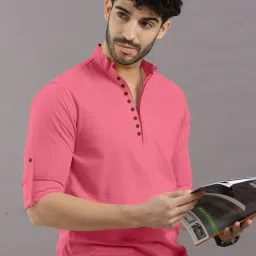 Men Solid Cotton Blend Straight Kurta-image-82