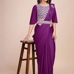 HARIOM FASHION Purple Lycra Sarees-image-94