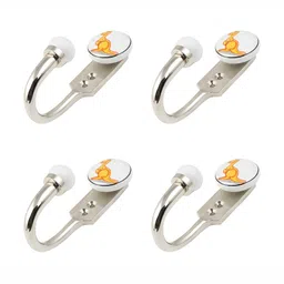 IndianShelf White & Yellow 4 Pieces Ceramic & Zinc Kangaroo Wall Hooks-13