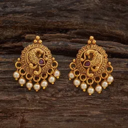 Kushal's Fashion Jewellery Gold-Plated Stones Studded and Beaded Antique Studs-52