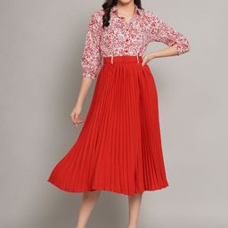 OTABU Floral Print A-Line Midi Dress-39