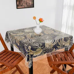 Kuber Industries Blue Floral Anti-Skid Plastic 2-Seater Table Cover-38