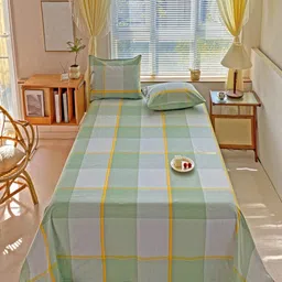 JC HOME Green Geometric Pure Cotton 230 TC Cotton King Bedsheet Set 2.50 m x 2.50 m-picture-57