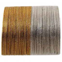 ZULKA Set OF 48 Oxidized Metal & Rose GS-Combo Plated Cutting Pattern Traditional Bangles image 5