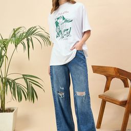 Mast & Harbour Women Printed Drop-Shoulder Sleeves T-shirt-picture-5