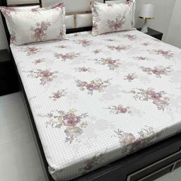 Pure Decor Pink & Cream-Coloured Floral 260 TC Queen Bedsheet with 2 Pillow Covers-picture-15