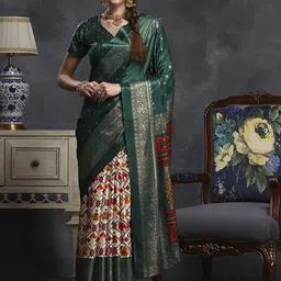 Anouk Rustic Woven Design Zari Silk Blend Ikat Saree-picture-30