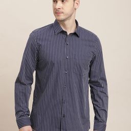 Turtle Classic Striped Pure Cotton Formal Opaque Shirt-image-24