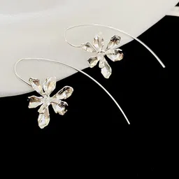 VAGHBHATT Silver-Plated Floral Shaped Drop Earrings-39