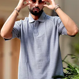 Maniac Men Self Design Polo Collar Oversized T-shirt-image-96
