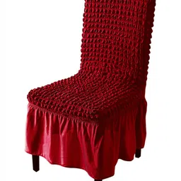HOKIPO Red Textured Chair Cover With Frill-98