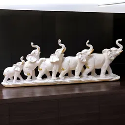 Vrinban International White And Gold-Toned Elephant Family Figurine Showpiece-picture-25
