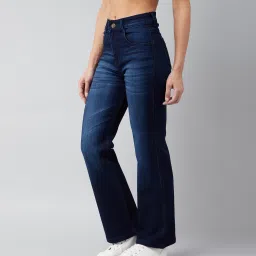 Women Boot-Leg High Rise Blue Jeans-image-96