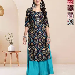 7Threads Selection Of 5 Floral Printed Round Neck Straight Kurtas-picture-6