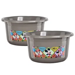 Kuber Industries Grey & Black 2 Pieces Disney Check Printed Light Weight Bath Tubs-14