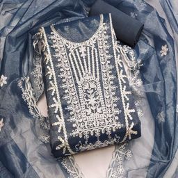 SHIJILA Organza Unstitched Dress Material-image-30