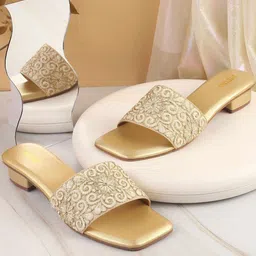 Metro Women Embellished Block Sandals-34