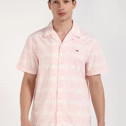 Tommy Hilfiger Men Cuban Collar Floral Printed Cotton Casual Shirt-image-85