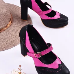 TRYME Colourblocked Block Heel Sandals-3