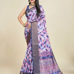 SHANVIKA Abstract Printed Saree With Blouse Piece-4