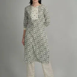 ETRAANA Women Beige Pure Cotton Kurta Sets-picture-8