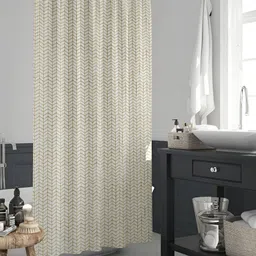 ArtzFolio Beige Printed Waterproof Shower Curtain-48