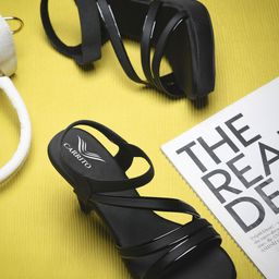 carrito Women Open Toe Ribbed Slim Heeled Sandals-picture-55