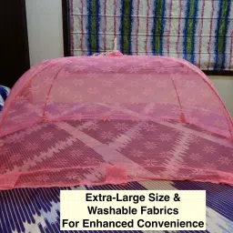 Polyester Infants Washable Nidhi Pink Mosquito Net-11