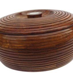 Wooden Casserole Chapati Roti Box Serving Hot Pot with Lid in round shape(9inch) Serve Casserole Set-image-73