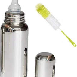 Stainless Steel Baby Feeding Bottle and Silicon Nipple with Extra Cap- Stainless Steel-22