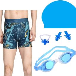 MEN SWIMMING COSTUME BLUE GOGGLE CAP 2 EARPLUG NOSECLIP Printed Men Trunk Blue Swimsuit-image-23
