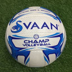 Champ PU Volleyball | 18 Panel | Size 4 | Color White & Blue | Made In India | Volleyball - Size: 4-20