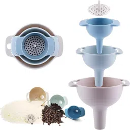 4 in 1 funnel with Stainer for liquid, powder, granules and oil filter Plastic Funnel Set-16
