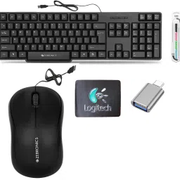 TagVin Wired Keyboard, Mouse, MousePad, C-OTG, Cable Protector .(Set-5). Combo Set-27
