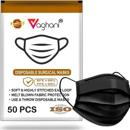 50Pcs Black Polluation Meltblown Mask With Nose Pin 3 Ply Polluation Mask 50 Pcs ( Black )( 75 Gsm )( Export Quality)) Surgical Mask With Melt Blown Fabric Layer-image-9