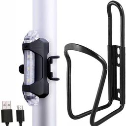 dstechbar Cycle White Tail Light With Bottle Holder Waterproof USB Rechargeable (Combo) Bicycle Bottle Holder-picture-8