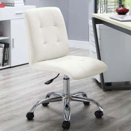 Ariel Leatherette Guest Chair in White Colour with Revolving Base-image-4