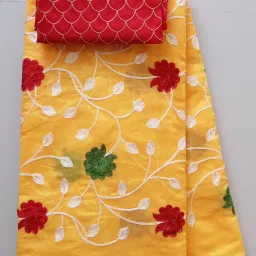 Embroidered Chanderi Cotton Linen Saree-22