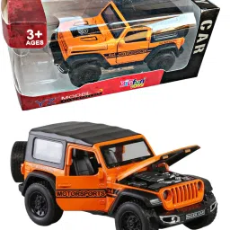 Metal 4x4 Thar Jeep Wrangler Toy Car 1:32 Die-cast Pull Back Model Car (Orange)-25