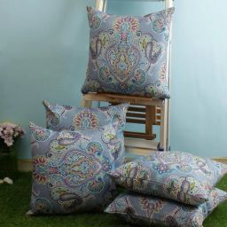 romee Blue Polyester Ethnic Motif 16x16 inches Cushion Cover (5Pc)-picture-31