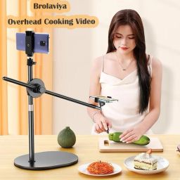 BROLAVIYA Floor Stand with Metal Body, 1/4 Inch Head, 360° Rotation with Mobile Bracket Mobile Holder image 2