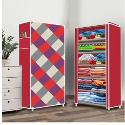 6 Shelf Foldable Collapsible Wardrobe Storage Organizer Almirah Cloth Rack PVC Collapsible Wardrobe-image-42