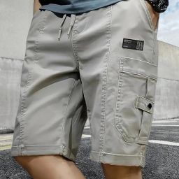 Solid Men Grey Cargo Shorts-image-91