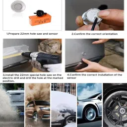 rkpsp Car Universal Black 4 Ultrasonic Reverse Parking Sensor-202 4 Parking Sensors, Compact Screen Distance Display with Sound Warning Parking Sensor image 5
