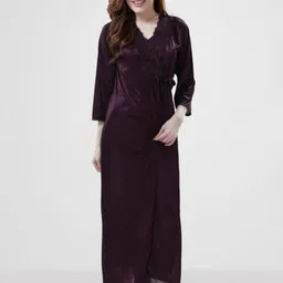 XPIOX Maxi Satin Nightdress With Robe-image-58