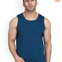 SLOWLORIS Pack Of 2 Round Neck Sleeveless Bio-Wash Cotton Gym Vests-picture-1