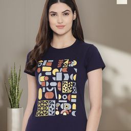 Dreambe Women Pack of 2 Typography Printed Round Neck Cotton Regular Fit T-shirts-picture-2