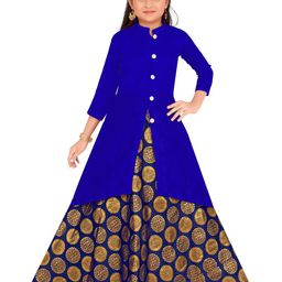 RUTU FASHION Girls Mandarin Collar Kurta With Skirt-image-71