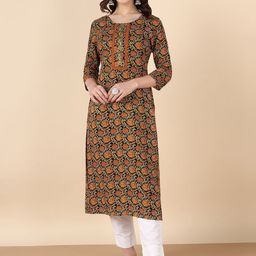 PinkTribe Women Floral Printed Festive Straight Kurta-image-96