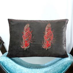 Mid July Home The Graceful Feather Black & Red Velvet Rectangle Cushion Covers-image-77